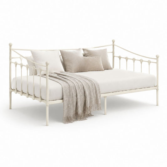 Cadre de lit banquette en acier ivoire 90 x 190 cm