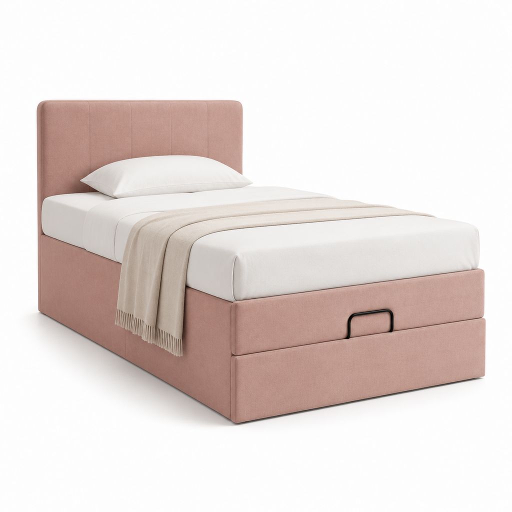Lit simple avec rangement rose en polyester 90 x 190 cm