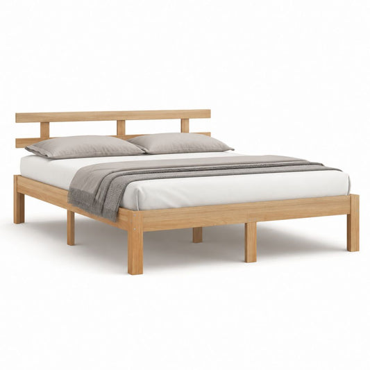 Lit double cadre de lit en bois massif naturel 160 x 200 cm